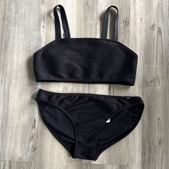 Abercrombie Kids Black Two piece Athletic Bathing Suit Size 17/18 - Picture 1 of 7